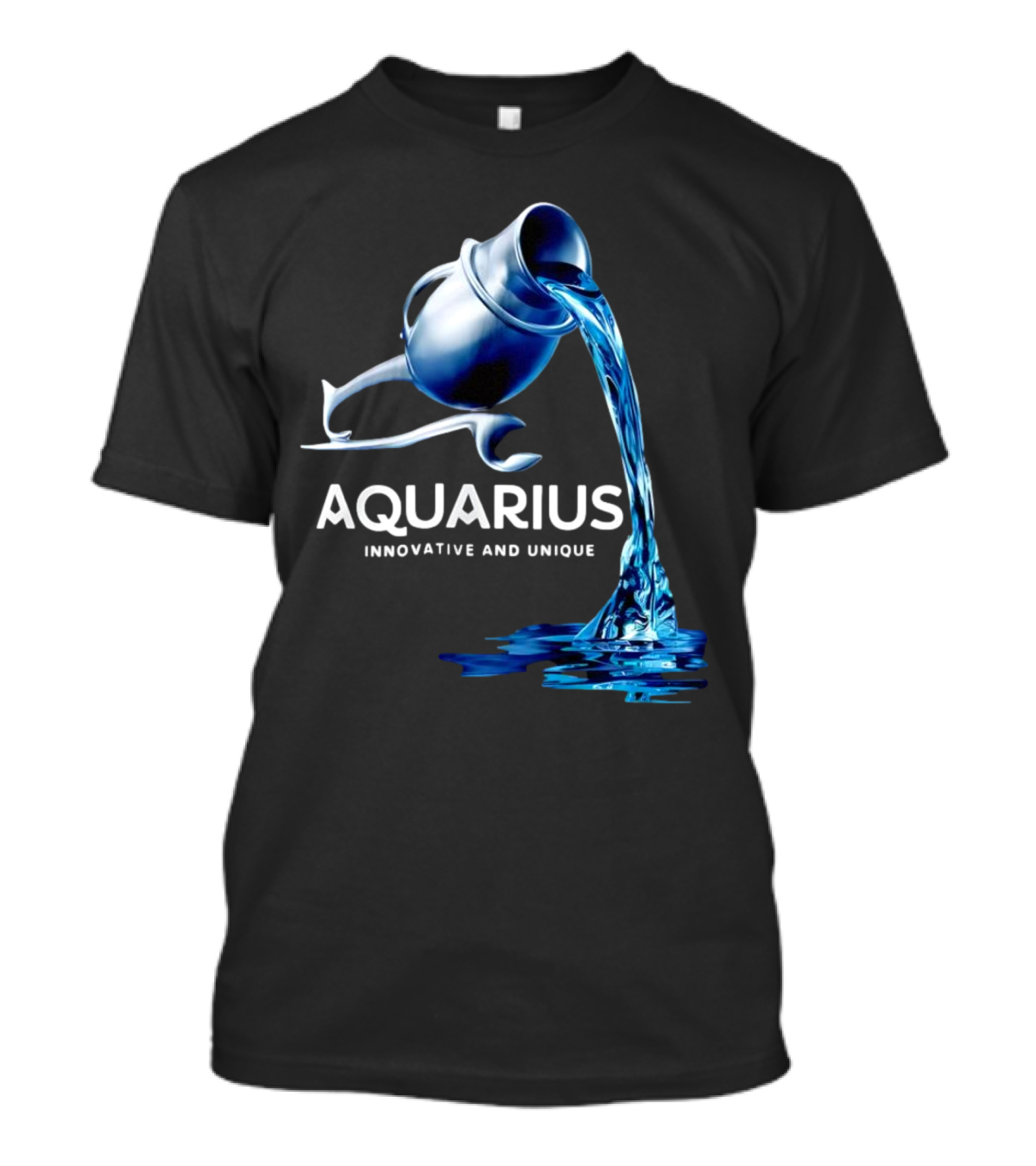 Aquarius Zodiac Sign Innovative And Unique Water Bearer Pouring Blue Water T-Shirt