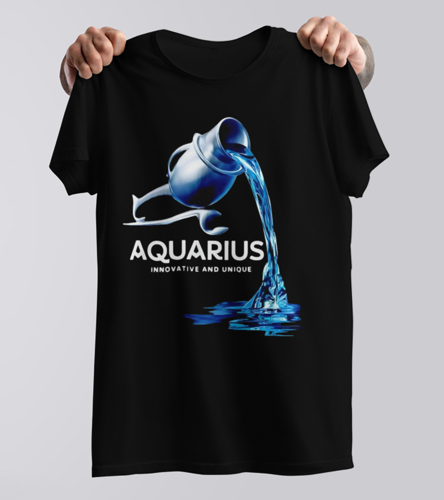Aquarius Zodiac Sign Innovative And Unique Water Bearer Pouring Blue Water T-Shirt