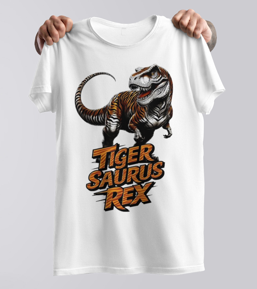 Fierce Tiger Saurus Rex Dinosaur Tiger Saurus Rex T-Shirt