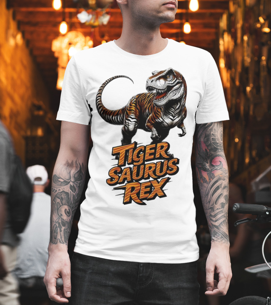 Fierce Tiger Saurus Rex Dinosaur Tiger Saurus Rex T-Shirt