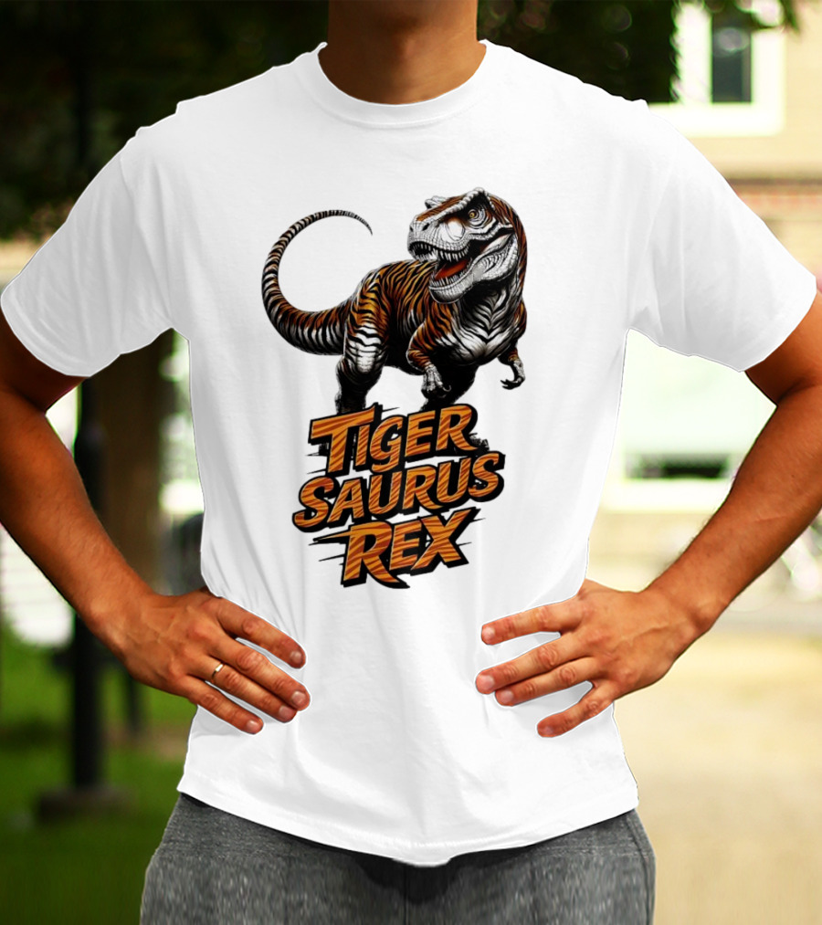 Fierce Tiger Saurus Rex Dinosaur Tiger Saurus Rex T-Shirt