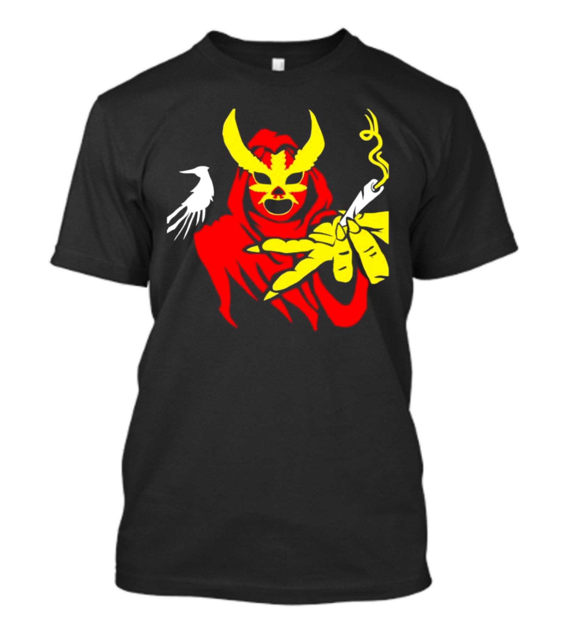 High Side Of The Ropes Wraithador Masked Figure Smoking With Raven T-Shirt
