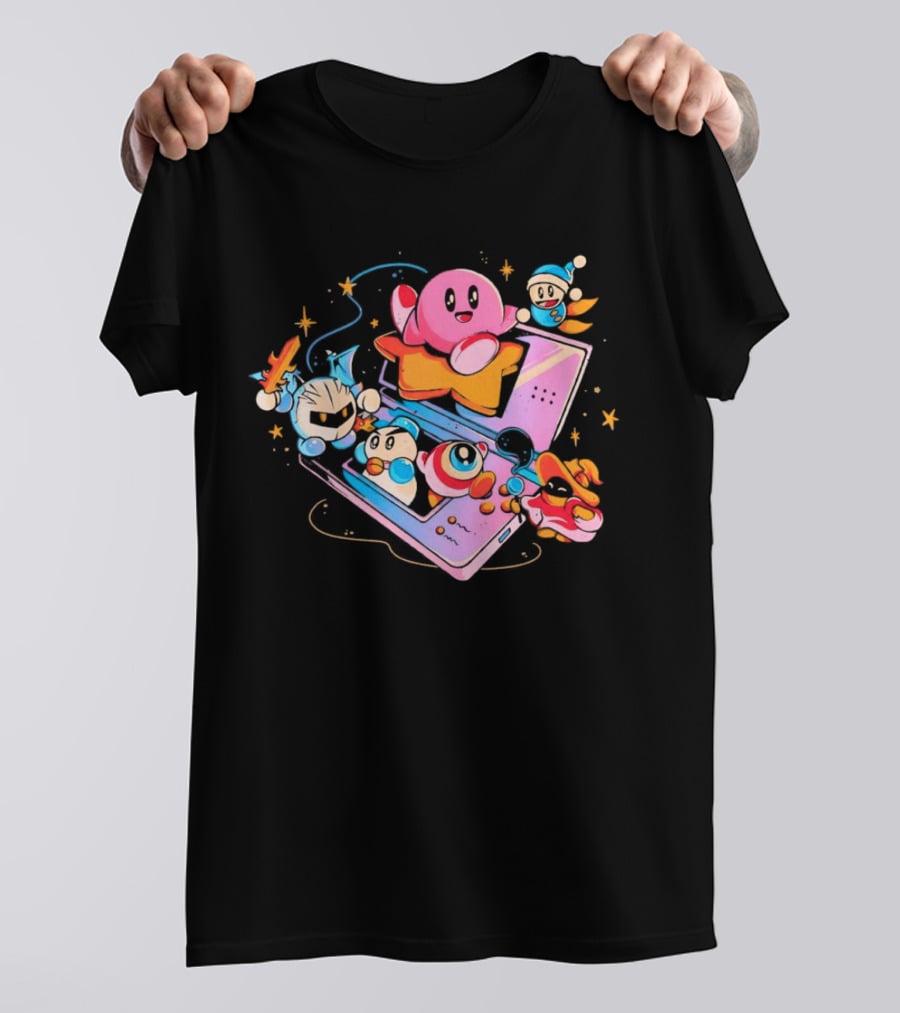 Kirby And Friends Adventure On Pink Portable Game Console T-Shirt