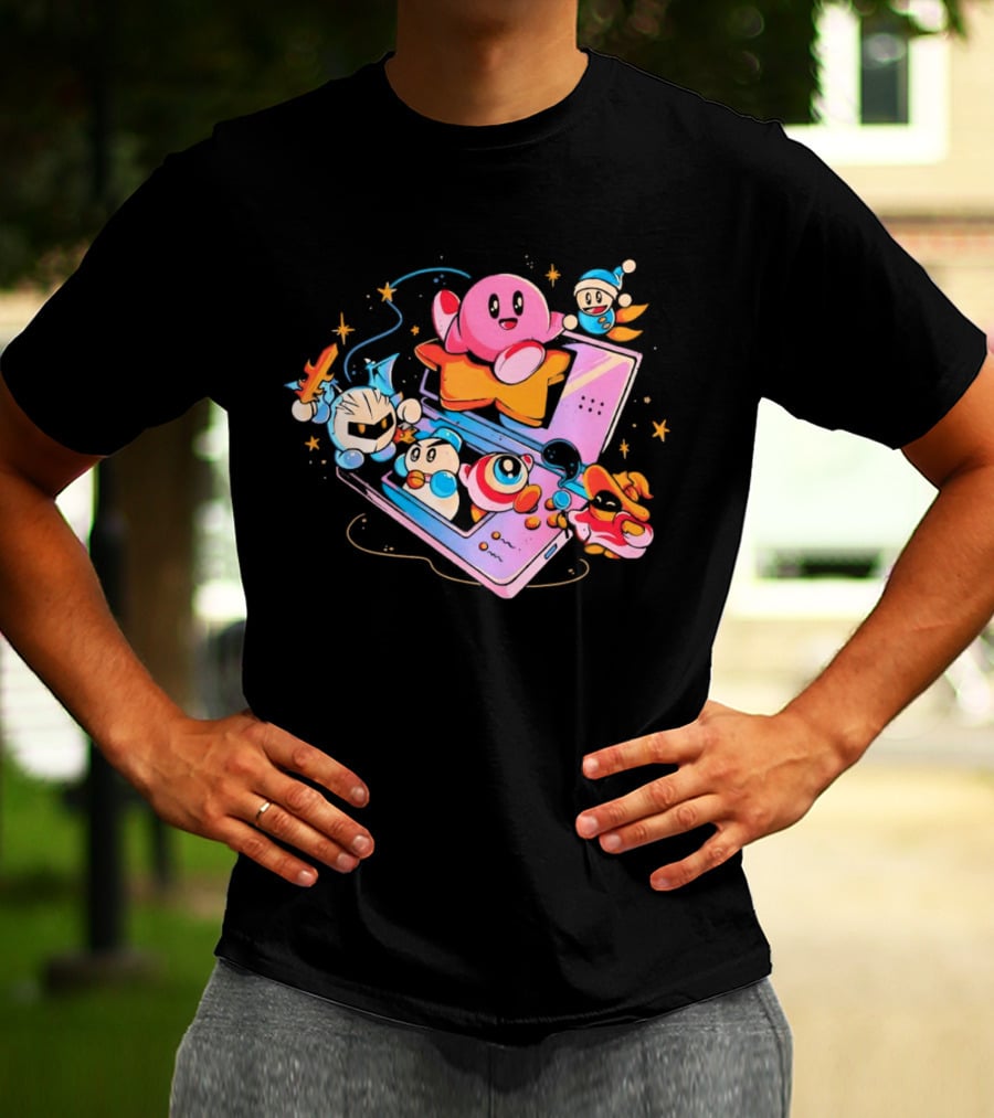 Kirby And Friends Adventure On Pink Portable Game Console T-Shirt