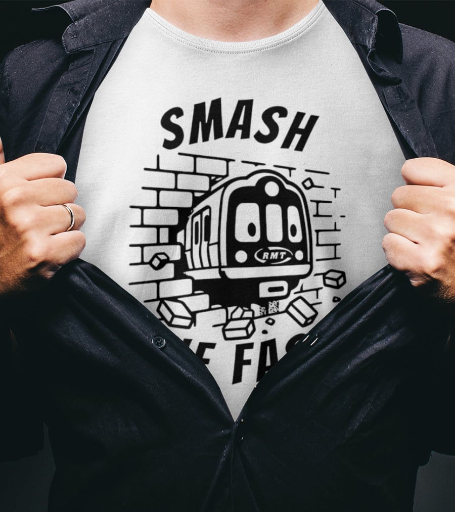 RMT Smash The Fash Train Breaking Through Wall T-Shirt
