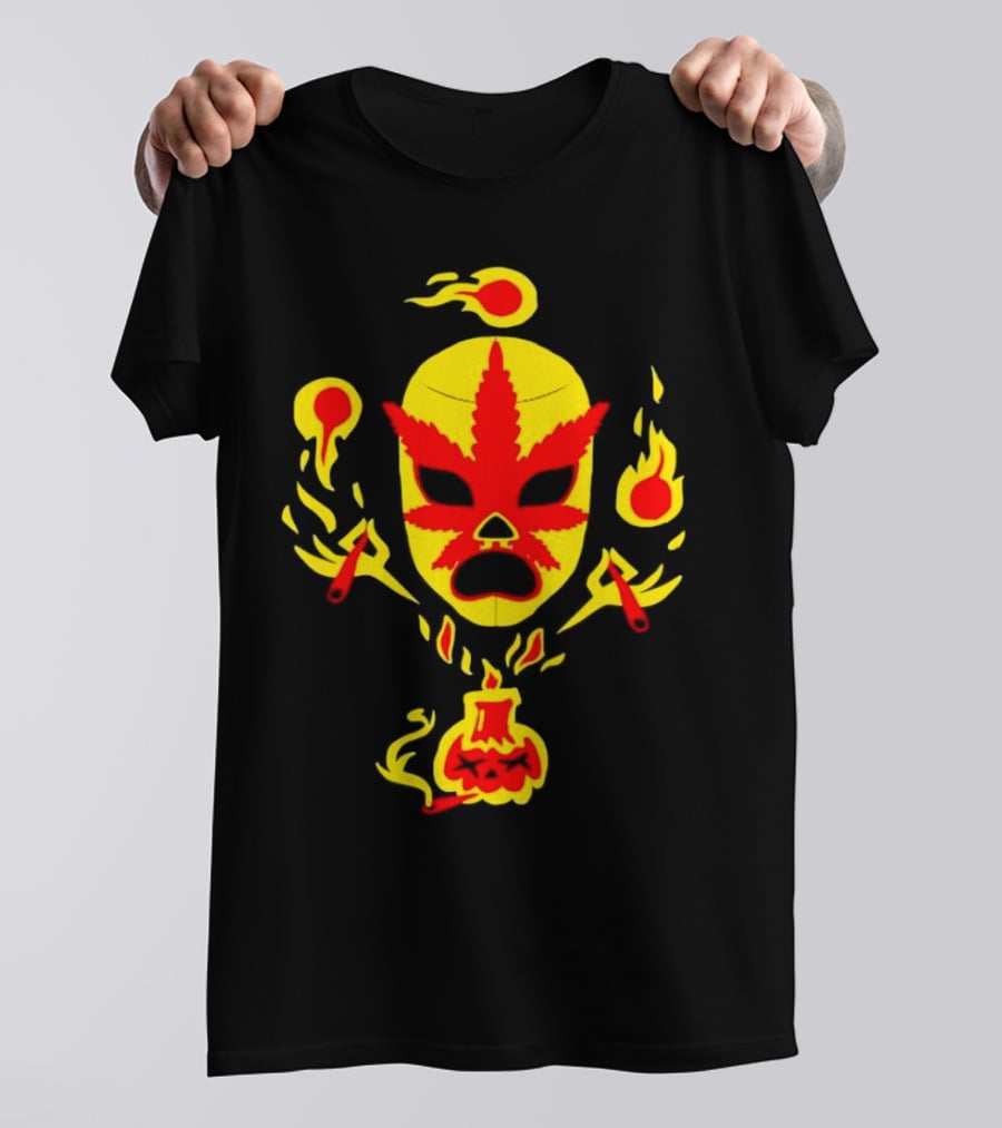 The Ablazing Blitzed Brothers Flaming Leaf Mask T-Shirt