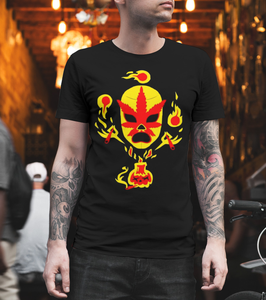 The Ablazing Blitzed Brothers Flaming Leaf Mask T-Shirt