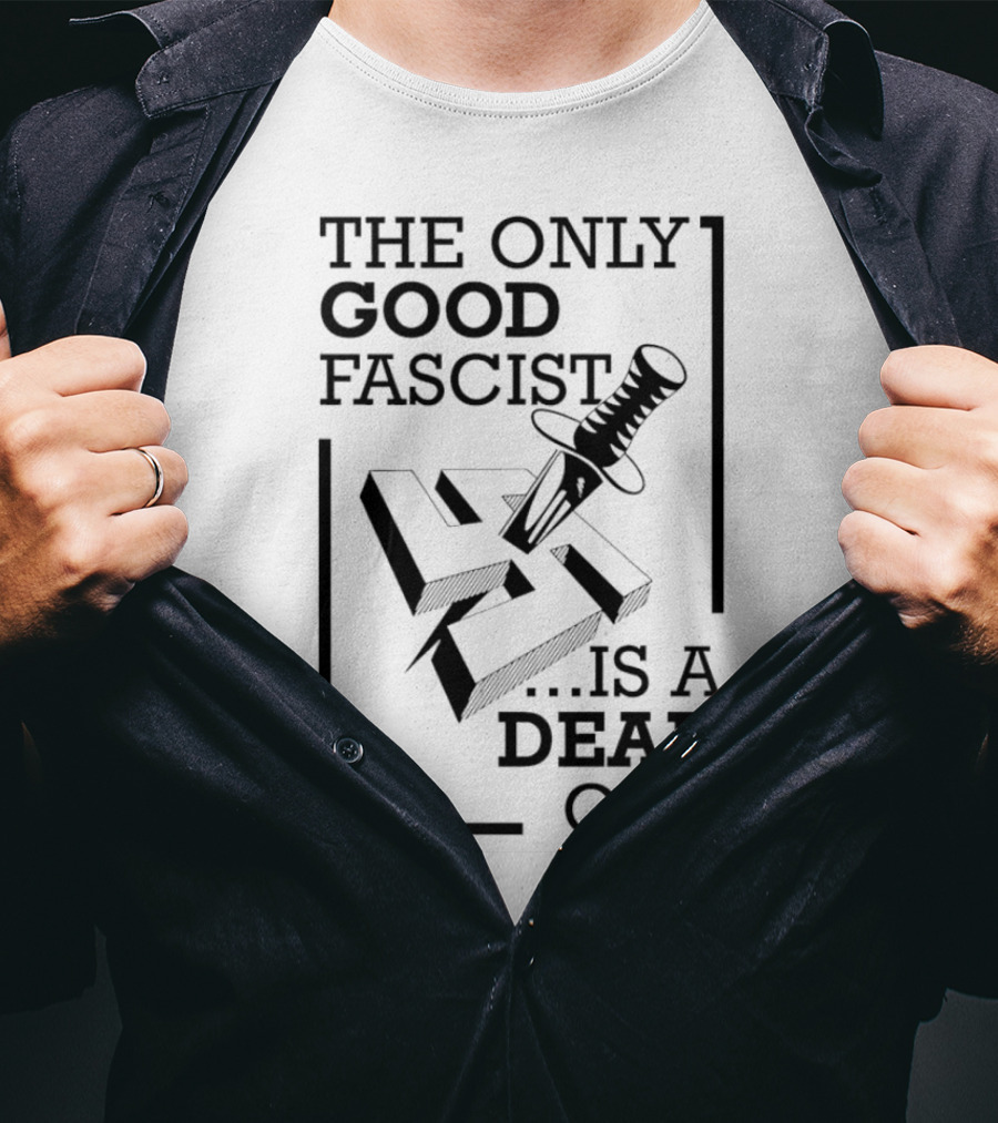 The Only Good Fascist Is A Dead One Knife Swastika T-Shirt