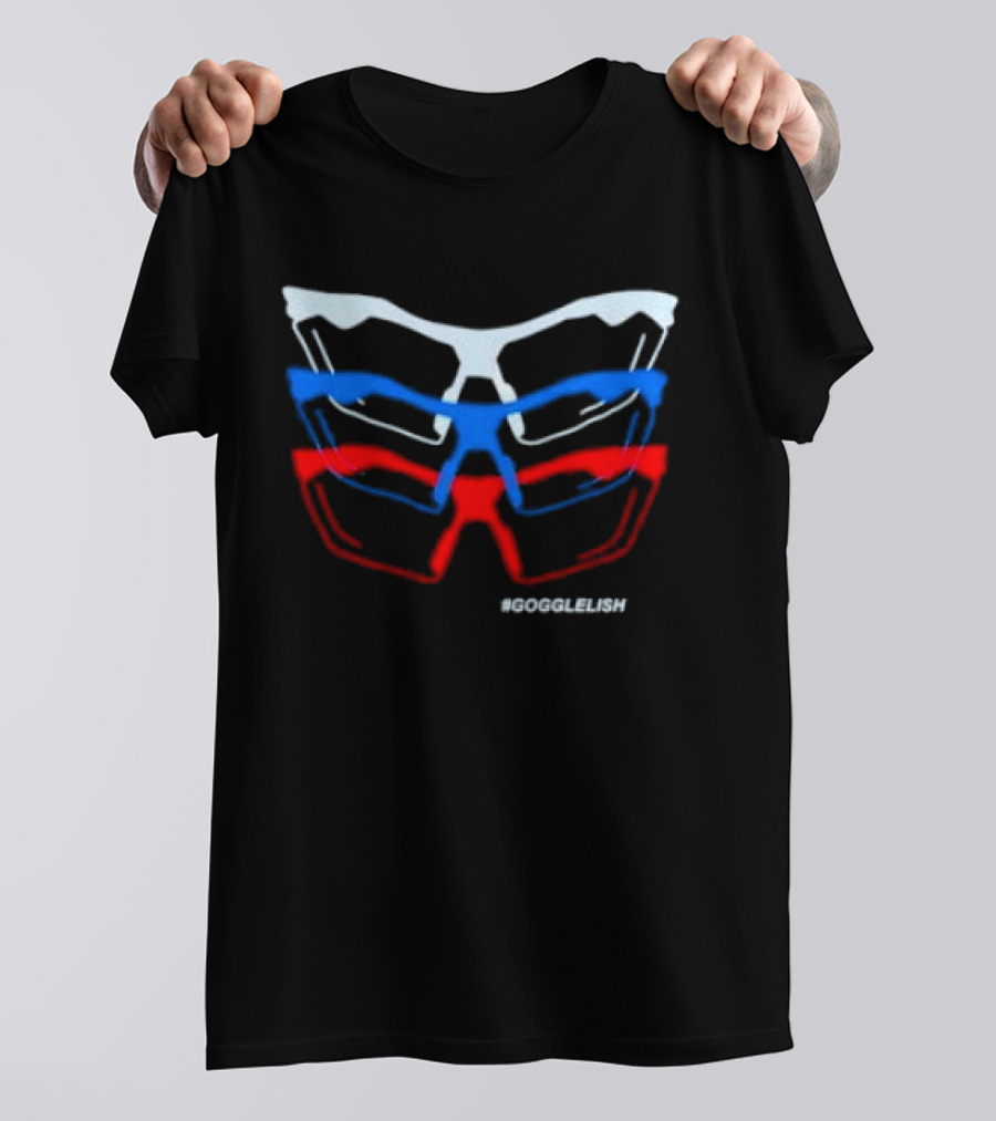 Nice Goggle Lish #GOGGELISH Red Blue White T-Shirt