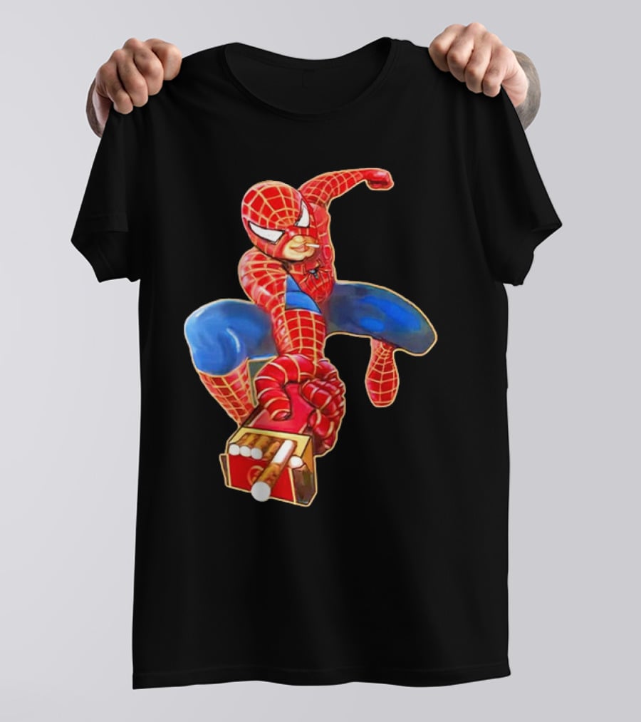 Spiderman Funny Smoking Man Superhero T-Shirt