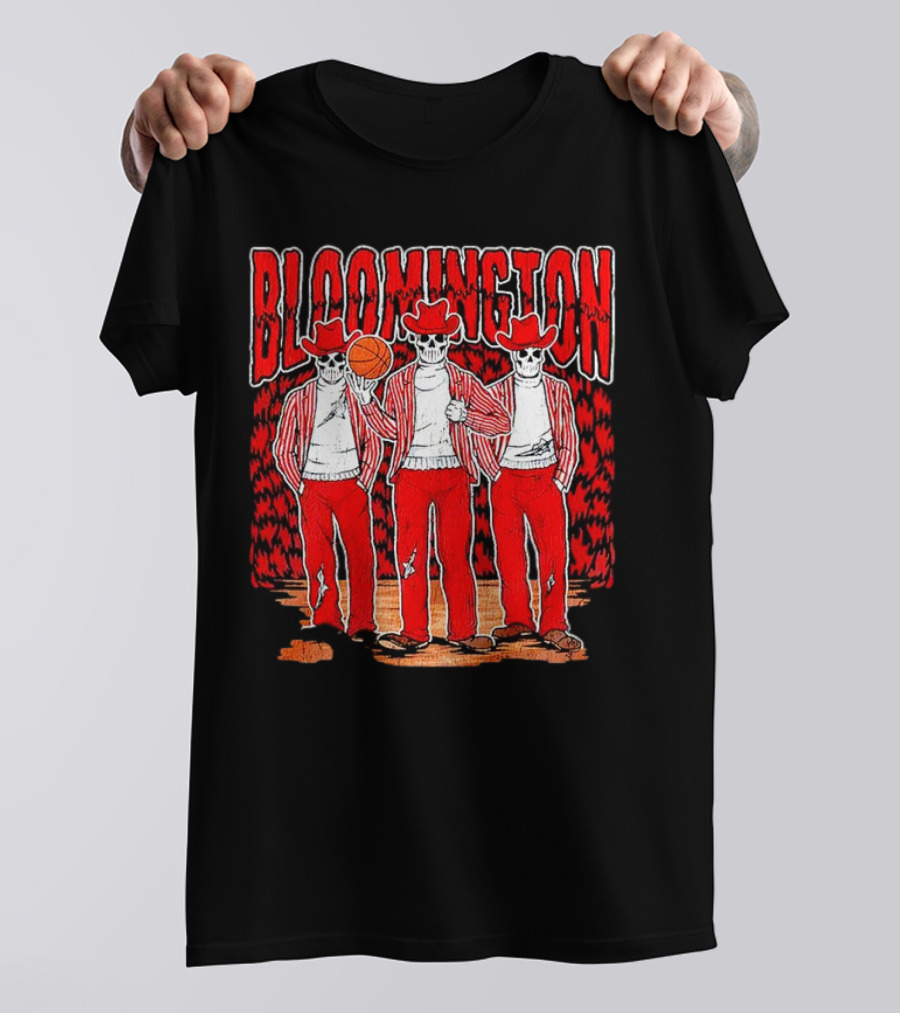 Bloomington Basketball Skeletons In Cowboy Hats T-Shirt