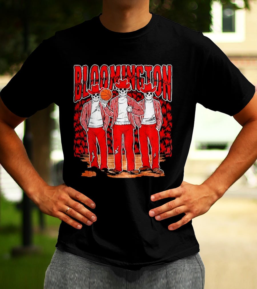 Bloomington Basketball Skeletons In Cowboy Hats T-Shirt