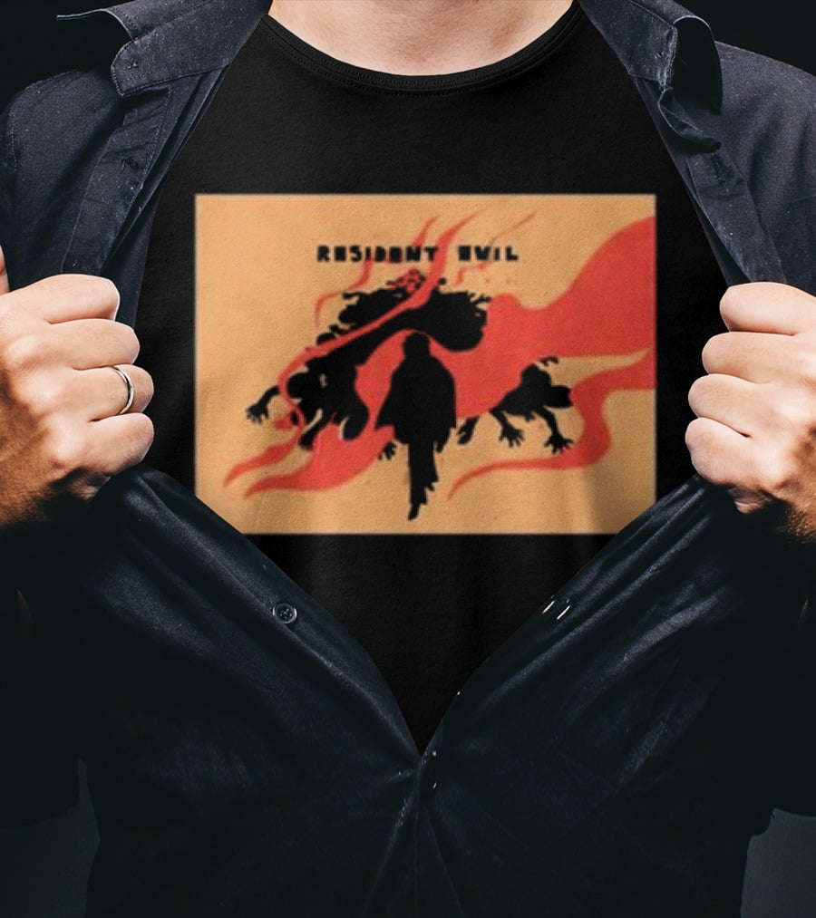 Resident Evil Silhouette Shadow Red Flames T-Shirt