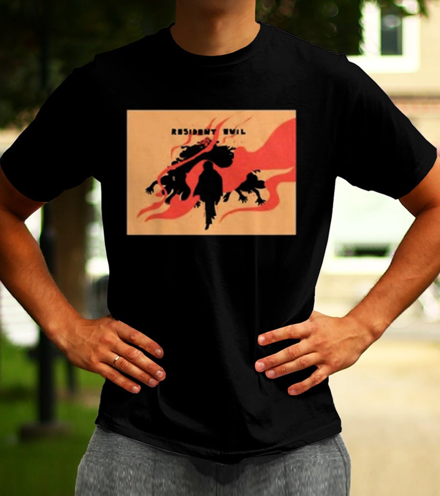 Resident Evil Silhouette Shadow Red Flames T-Shirt