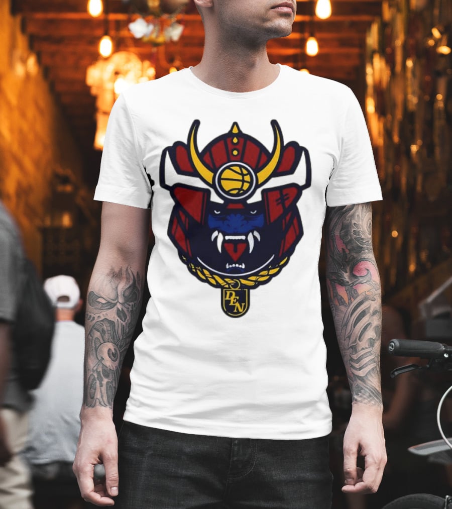 Denver Nuggets Samurai Helmet Emblem With DN Badge T-Shirt
