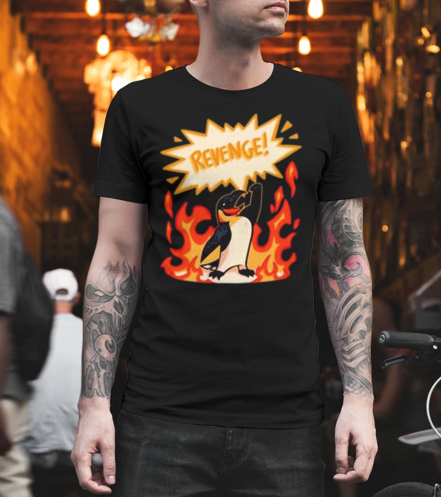 Hazbin Hotel Helluva Boss Revenge Penguin In Flames T-Shirt