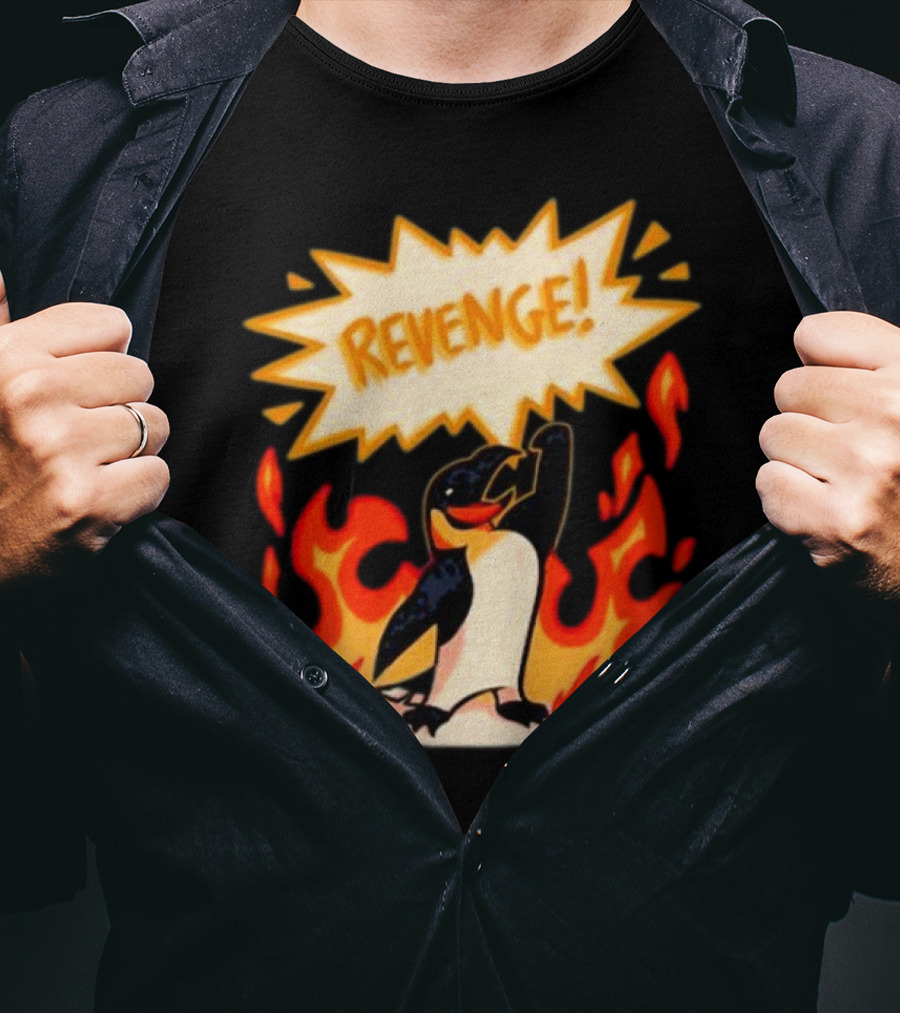 Hazbin Hotel Helluva Boss Revenge Penguin In Flames T-Shirt