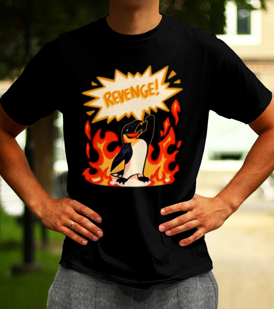 Hazbin Hotel Helluva Boss Revenge Penguin In Flames T-Shirt