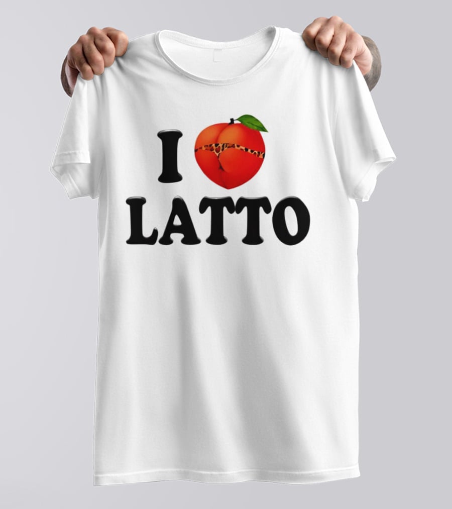I Love Latto Peach With Leopard Print Detail T-Shirt