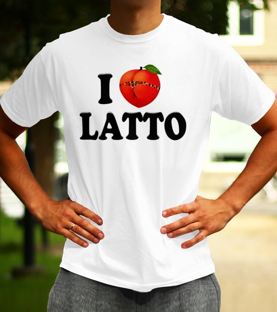 I Love Latto Peach With Leopard Print Detail T-Shirt
