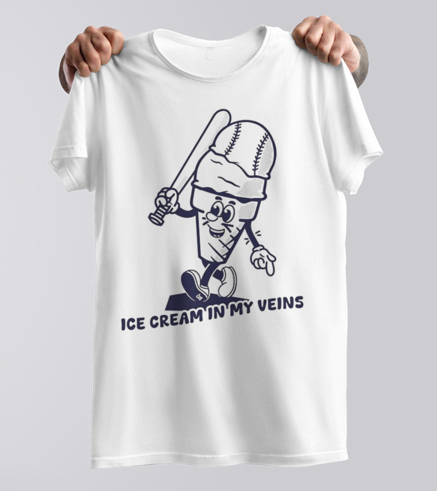 Ice Cream In My Veins Baseball Cone Bat Character T-Shirt