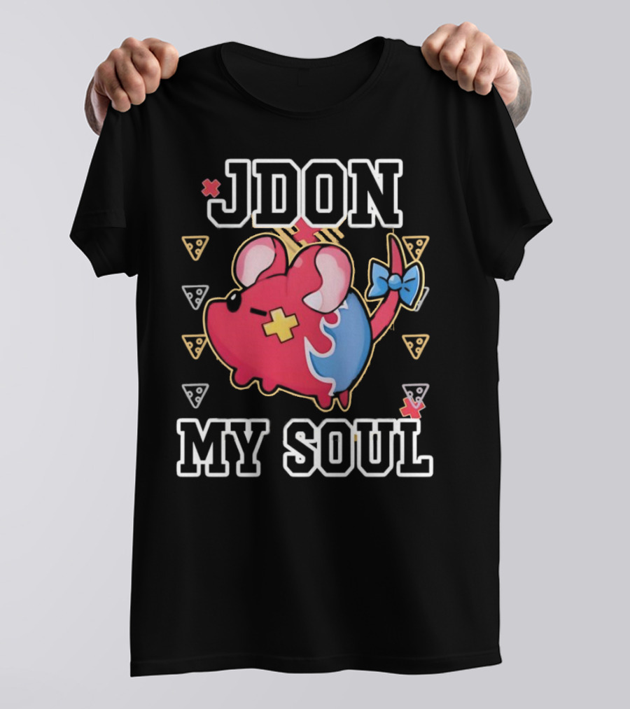 JDON My Soul Rat With Cute Red And Blue Cartoon Mouse With Pizza Slices T-Shirt