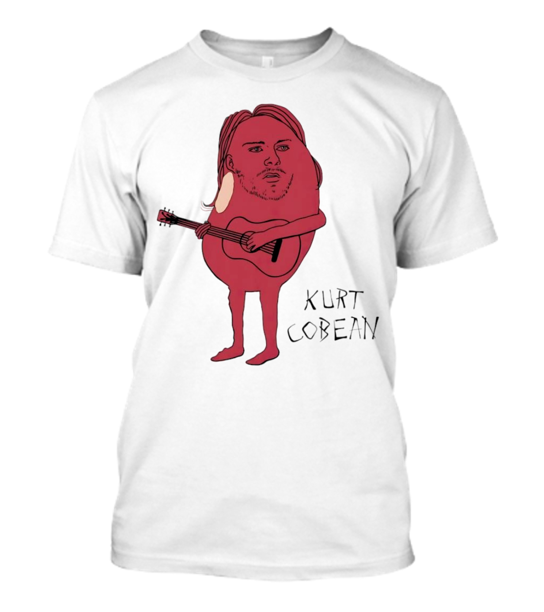 Kurt Cobean Guitar Bean Character T-Shirt