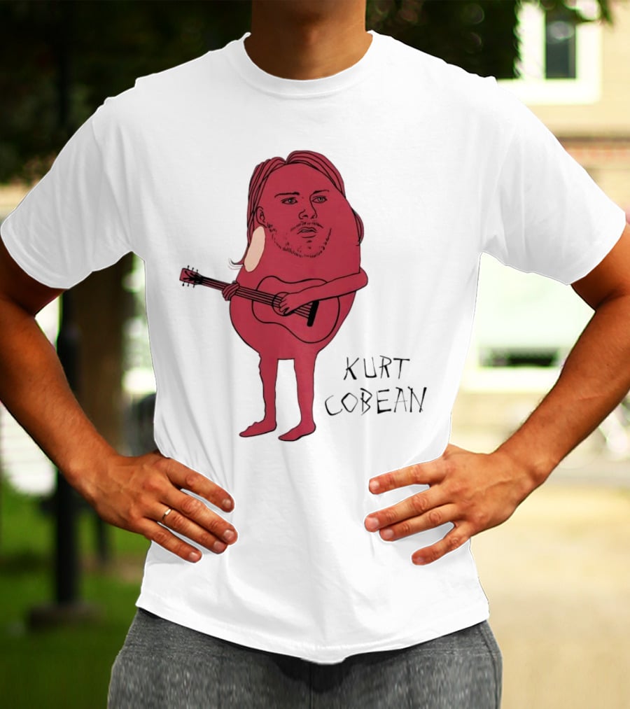 Kurt Cobean Guitar Bean Character T-Shirt