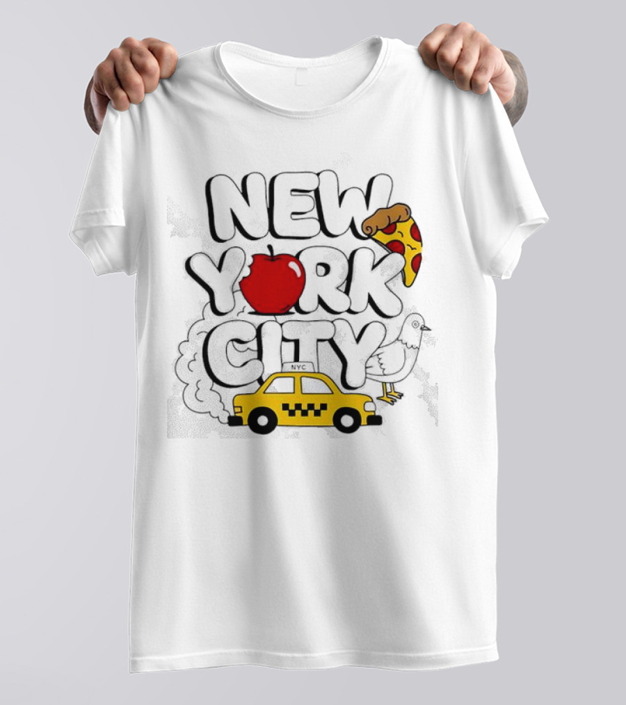 NEW YORK CITY Apple Pizza Taxi Pigeon T-Shirt