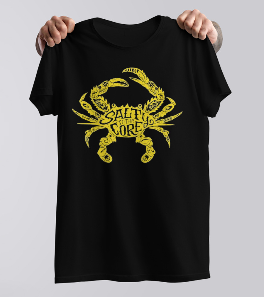 Salty To The Core Yellow Crab Tattoo-Inspired T-Shirt