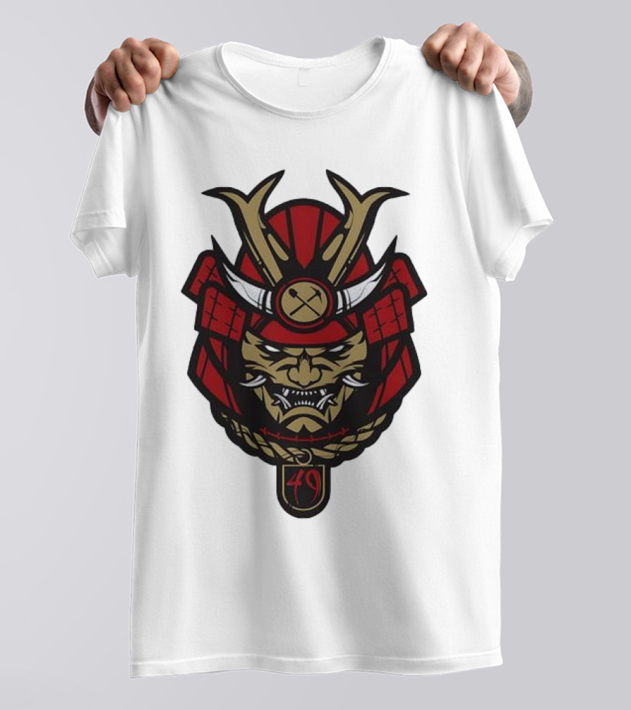 San Francisco 49ers Samurai Head With Crossed Axes And Number 49 T-Shirt