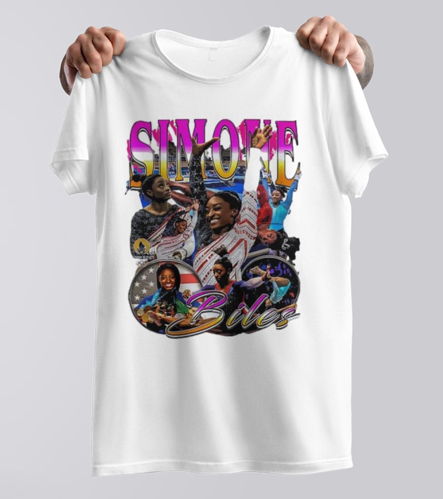 Simone Biles Olympic Champion Retro Collage T-Shirt