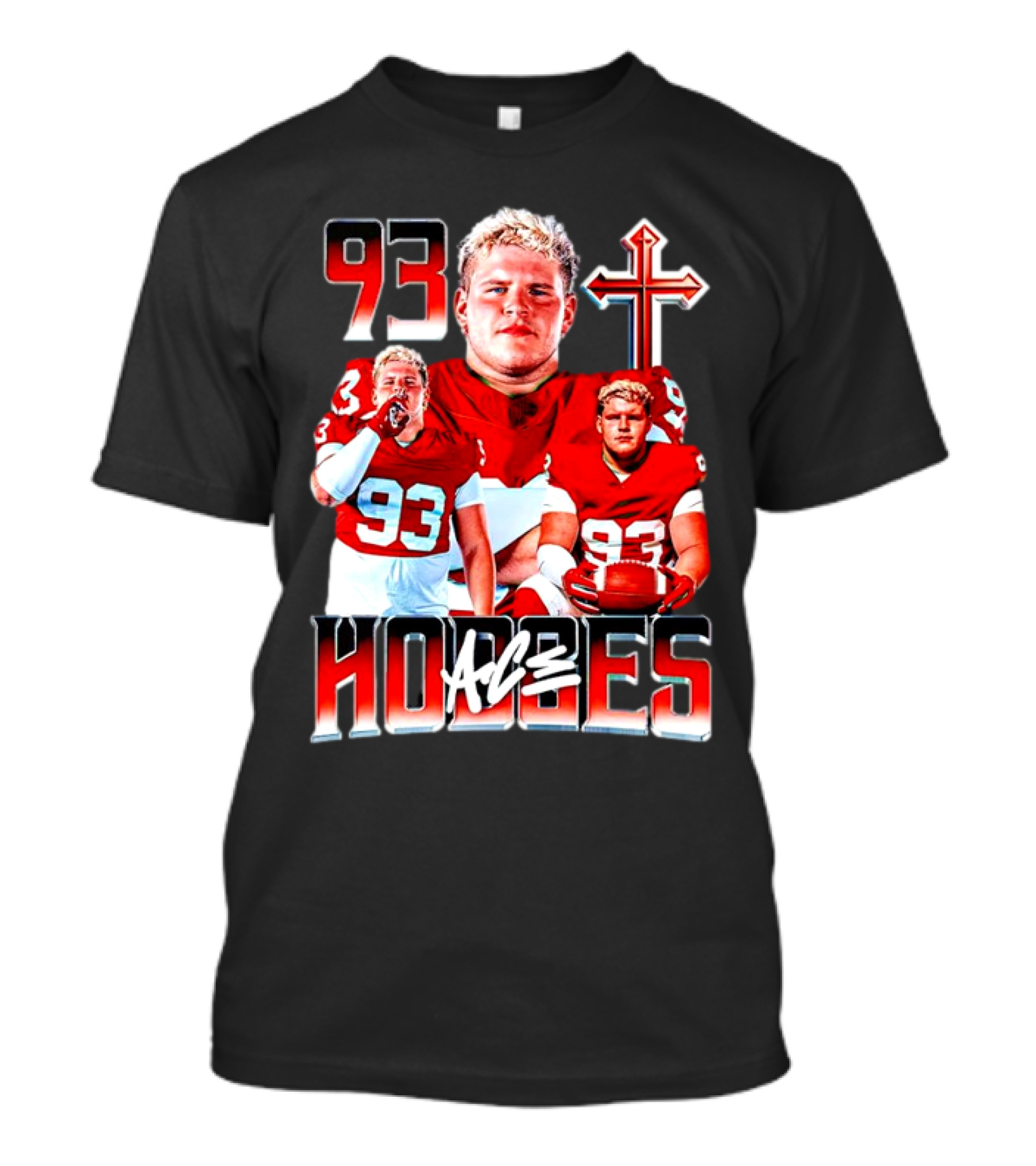 93 Ace Hodges Oklahoma Sooners Football Player Cross T-Shirt