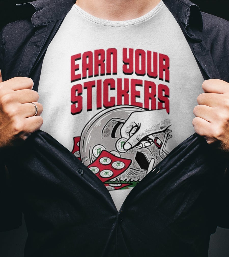 Ohio State Buckeyes Earn Your Stickers Helmet Skull Football T-Shirt