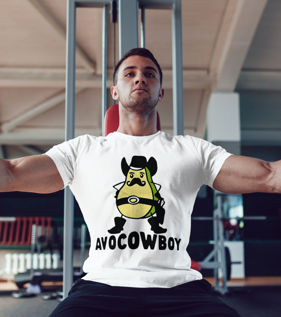 Avocowboy Avocado X Cowboy Character With Hat And Mustache T-Shirt