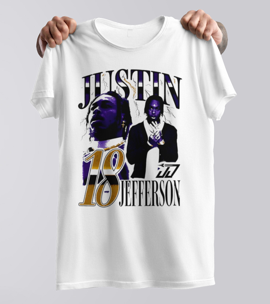 Justin Jefferson 18 Minnesota Vikings Lightning T-Shirt