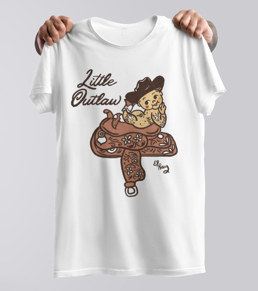 Kewpie Cowboy Little Outlaw Vintage Saddle Art By El Ren T-Shirt