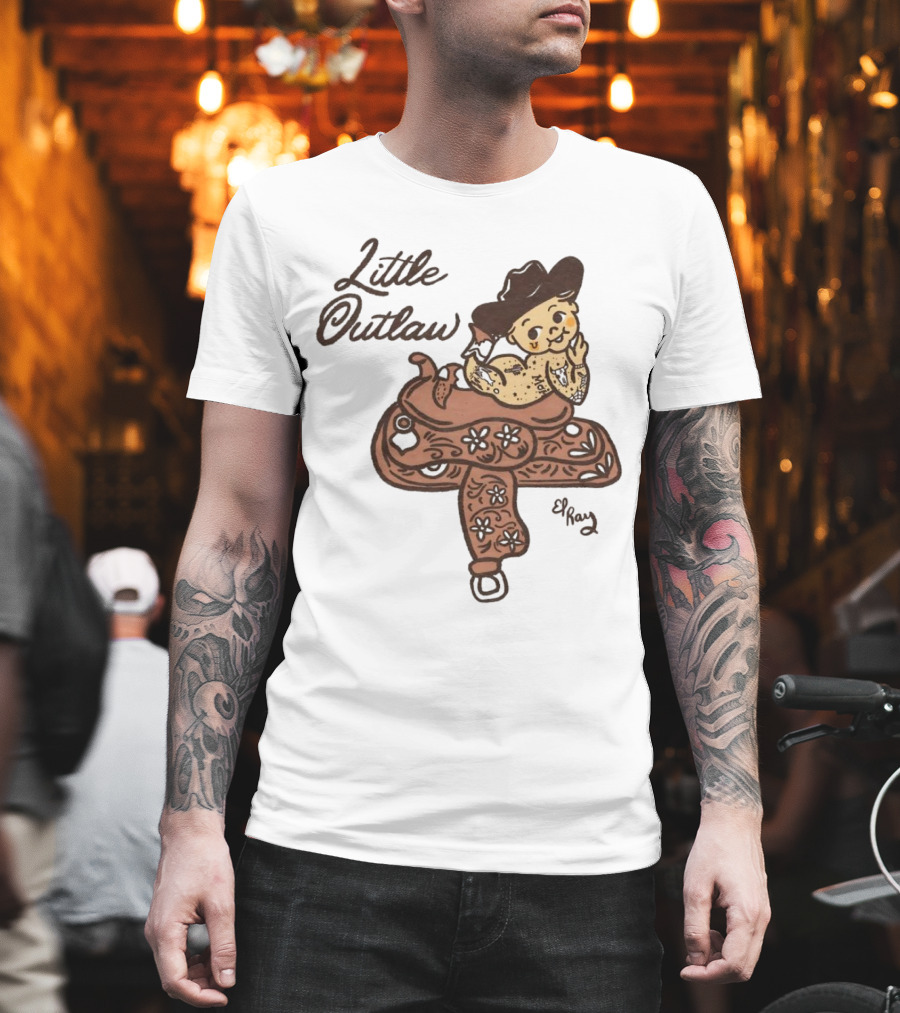 Kewpie Cowboy Little Outlaw Vintage Saddle Art By El Ren T-Shirt