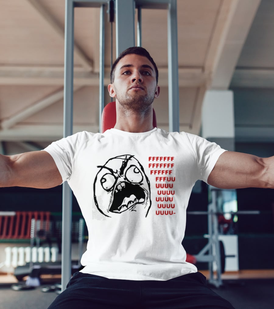 Rage Face Meme FFFFUUUUU Repeated Text T-Shirt