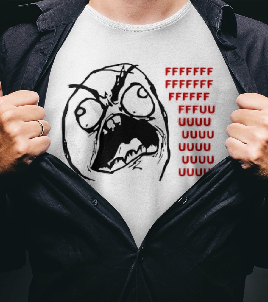 Rage Face Meme FFFFUUUUU Repeated Text T-Shirt
