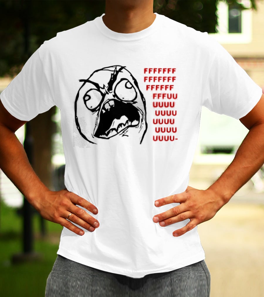 Rage Face Meme FFFFUUUUU Repeated Text T-Shirt