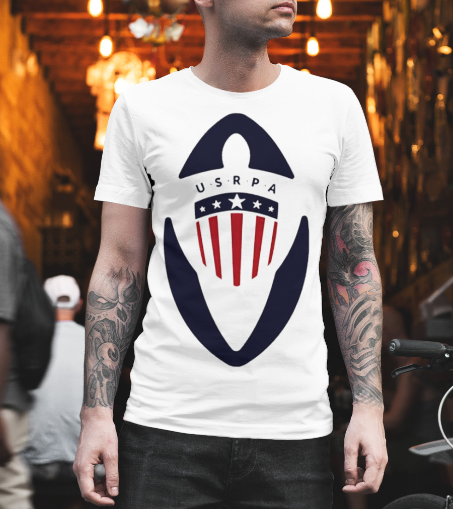 USRPA U.S. Rugby Players Association Red White And Blue Shield T-Shirt