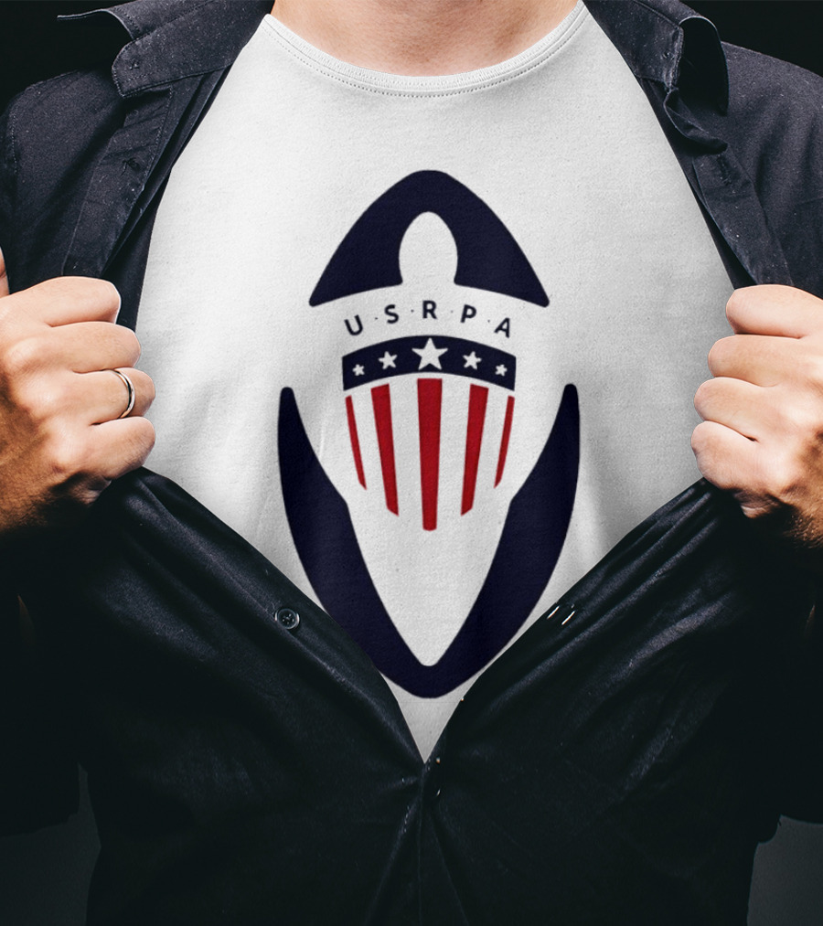 USRPA U.S. Rugby Players Association Red White And Blue Shield T-Shirt