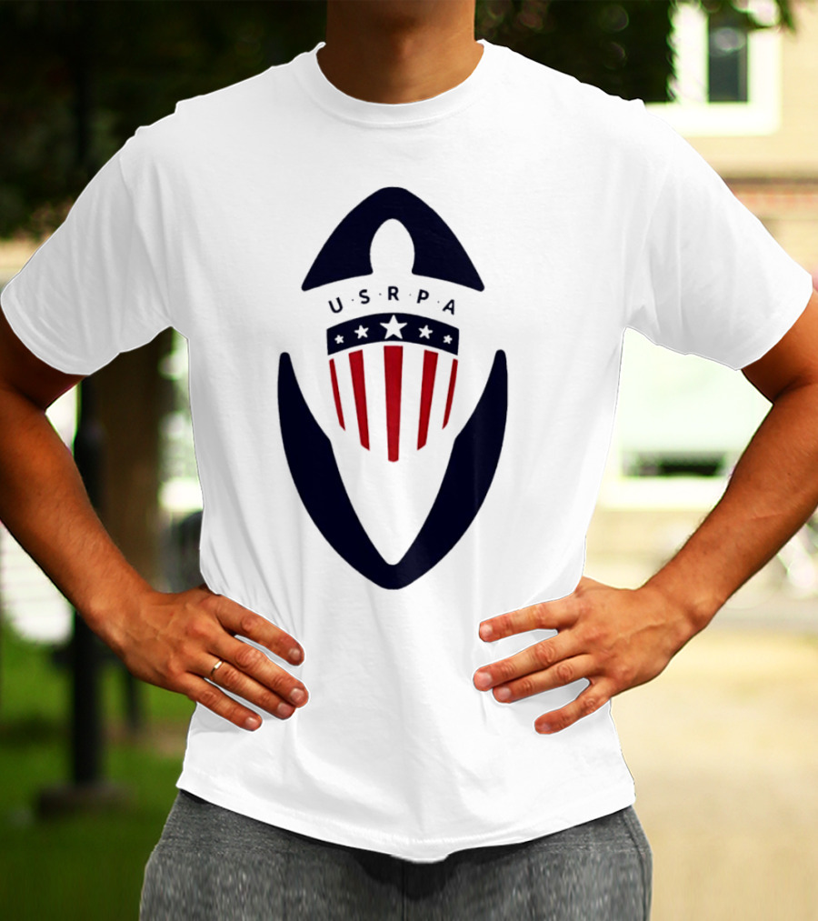 USRPA U.S. Rugby Players Association Red White And Blue Shield T-Shirt