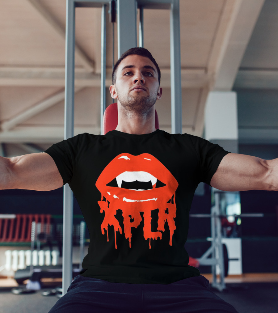 XPLR Fangs Back To School Dripping Red Lips T-Shirt