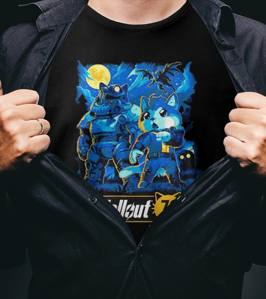 Fallout 76 Dog Costume Post-Apocalyptic Adventure Moonlit Scene T-Shirt