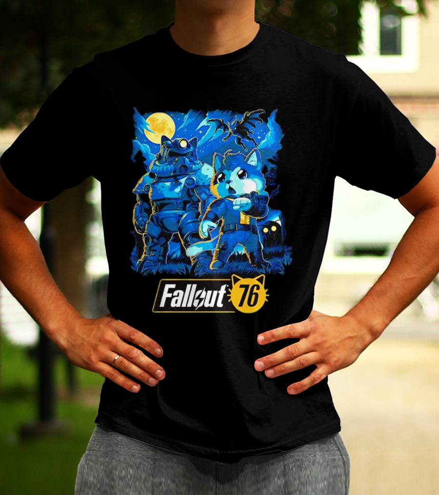 Fallout 76 Dog Costume Post-Apocalyptic Adventure Moonlit Scene T-Shirt