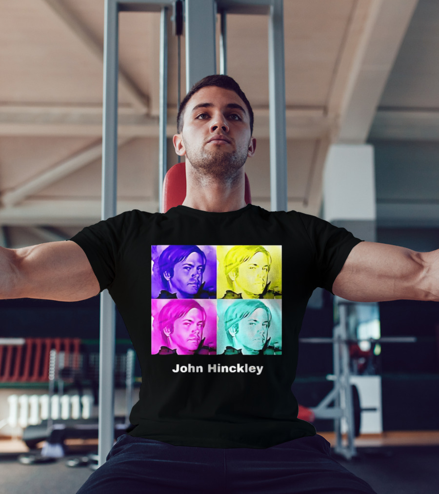 John Hinckley Pop Art Portrait Quad Color Blocks T-Shirt
