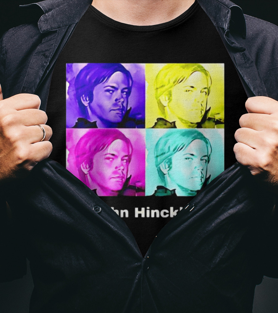 John Hinckley Pop Art Portrait Quad Color Blocks T-Shirt