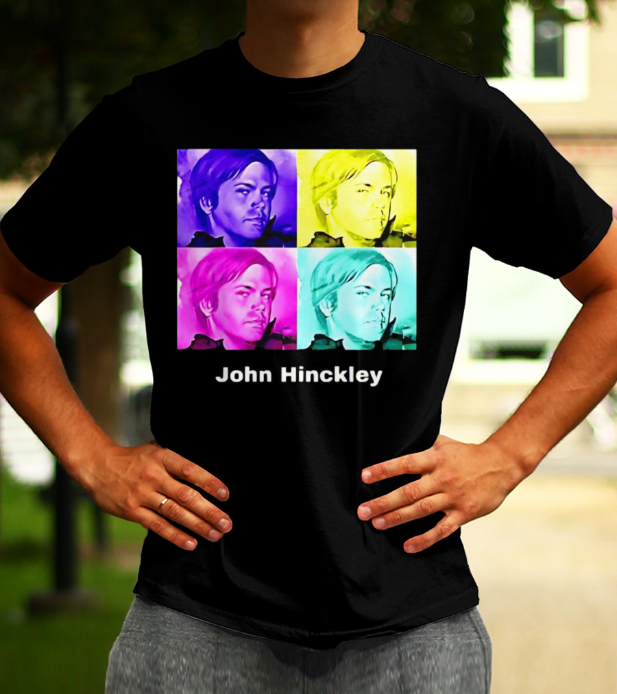 John Hinckley Pop Art Portrait Quad Color Blocks T-Shirt